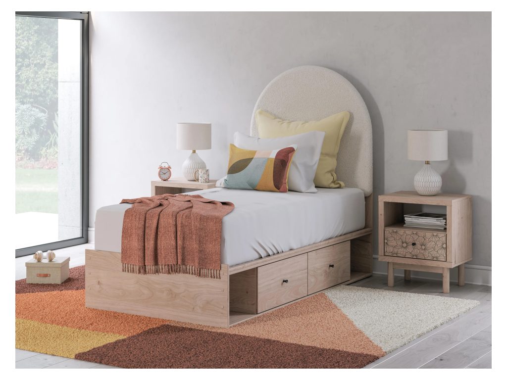 Arloster Twin Upholstered Panel Bed with Storage - image 1
