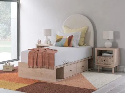 Arloster Twin Upholstered Panel Bed with Storage - Alternative View