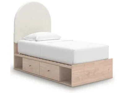 Arloster Twin Upholstered Panel Bed with Storage