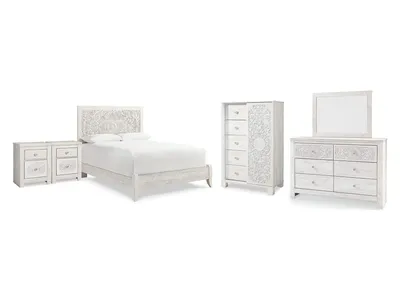 Paxberry Queen Panel Bed, Dresser, Mirror, Chest and 2 Nightstands