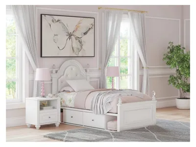 Kozlani Twin Upholstered Panel Bed with Storage - Alternative View