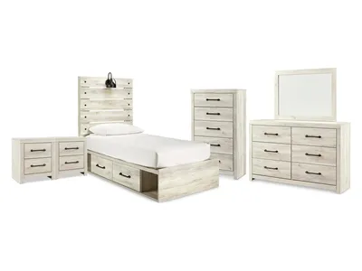 Cambeck Twin Panel Bed with Storage, Dresser, Mirror, Chest and 2 Nightstands