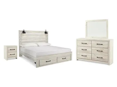 Cambeck King Panel Storage Bed, Dresser, Mirror and Nightstand
