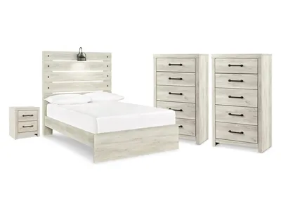 Cambeck Full Panel Storage Bed, 2 Chests and 1 Nightstand