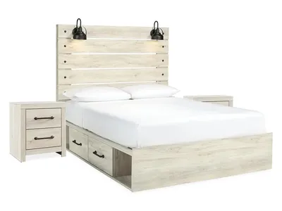 Cambeck Queen Panel Storage Bed and 2 Nightstands