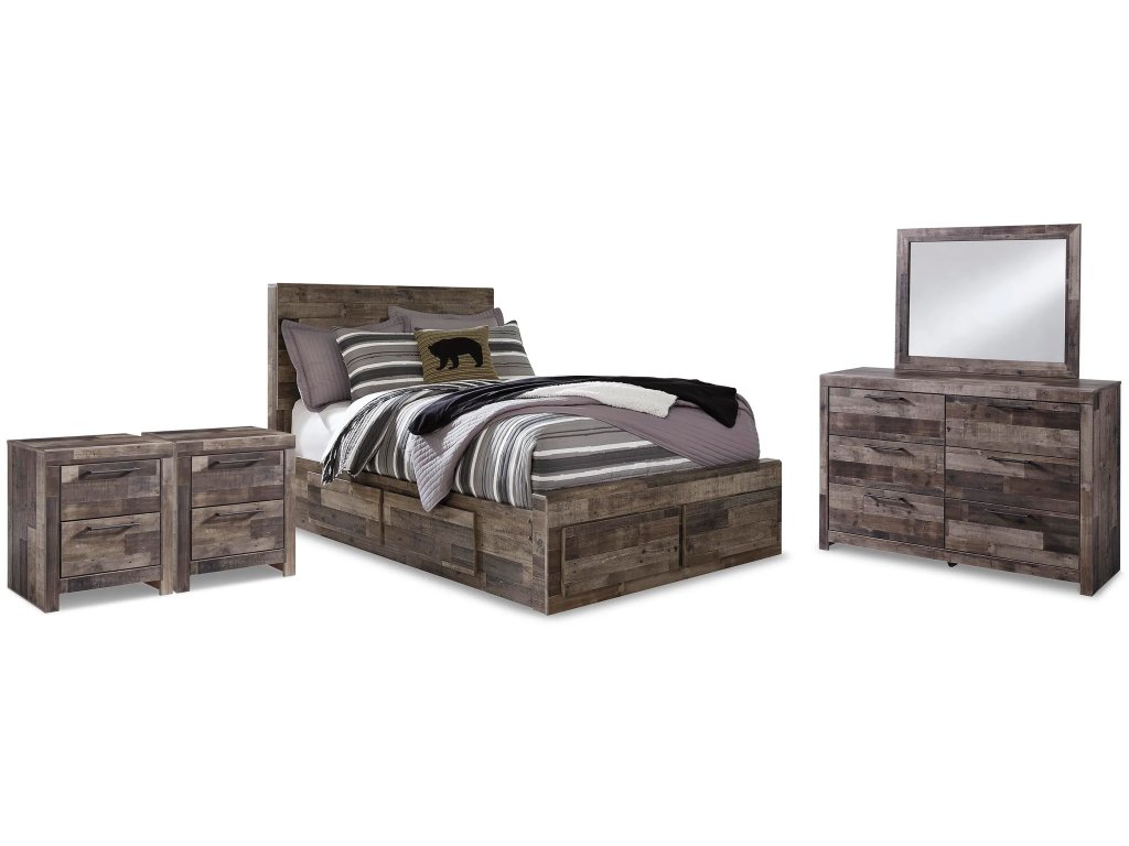 Derekson Full Panel Storage Bed, Dresser, Mirror and 2 Nightstands - main image
