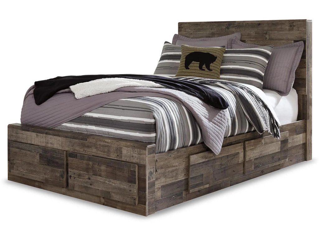 Derekson Full Panel Storage Bed, Dresser, Mirror and 2 Nightstands - image 2