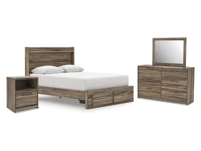 Elbrim Queen Panel Storage Bed, Dresser, Mirror and Nightstand