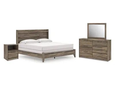 Elbrim King Panel Bed, Dresser, Mirror and Nightstand