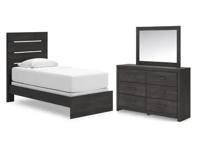 Hollivern Twin Panel Bed, Dresser and Mirror