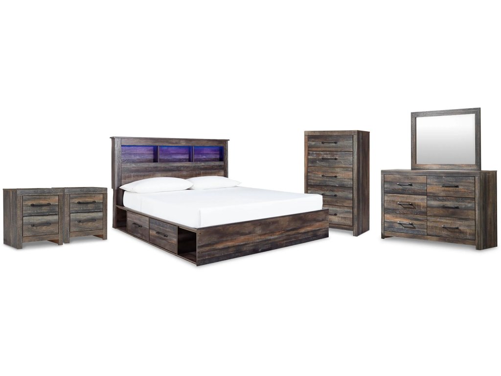 Drystan King Bookcase Storage Bed, Dresser, Mirror, Chest and 2 Nightstands - main image