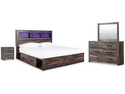 Drystan King Panel Storage Bed, Dresser, Mirror and Nightstand