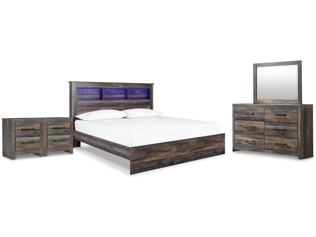 Drystan King Panel Bed, Dresser, Mirror and 2 Nightstands - main image