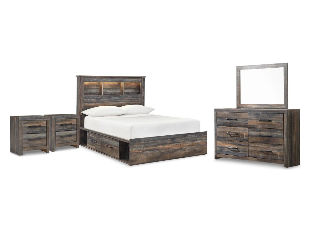 Drystan Full Bookcase Storage Bed, Dresser, Mirror and 2 Nightstands - main image