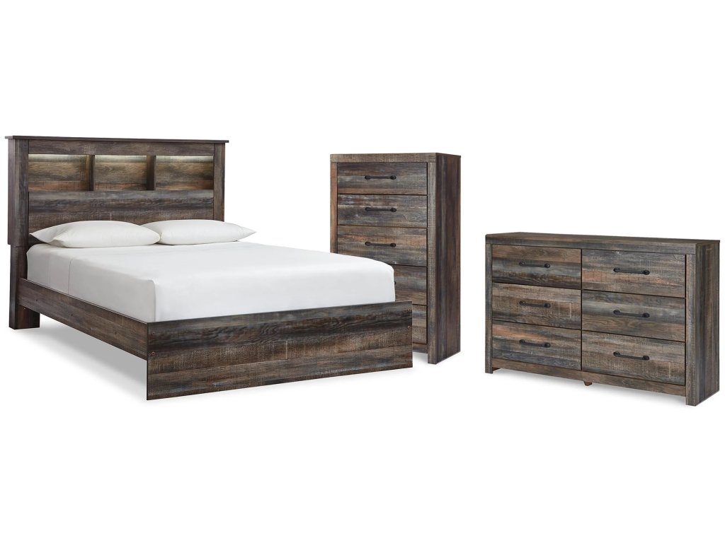 Drystan Queen Bookcase Bed, Dresser and Chest - main image