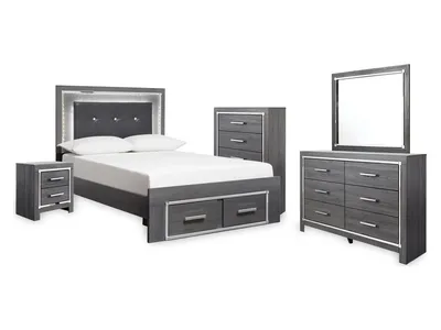 Lodanna Full Storage Bed, Dresser, Mirror, Chest and Nightstand