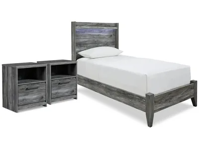 Baystorm Twin Panel Bed and 2 Nightstands