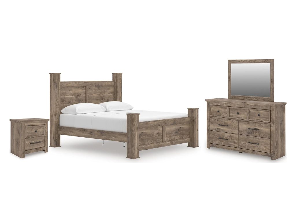 Rusticott King Poster Bed, Dresser, Mirror and Nightstand - main image