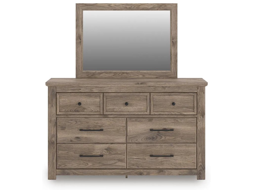 Rusticott Queen Panel Bed, Dresser and Mirror - image 1