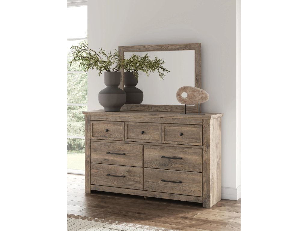 Rusticott Queen Panel Bed, Dresser and Mirror - image 14