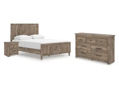 Rusticott Queen Panel Bed, Dresser and Nightstand