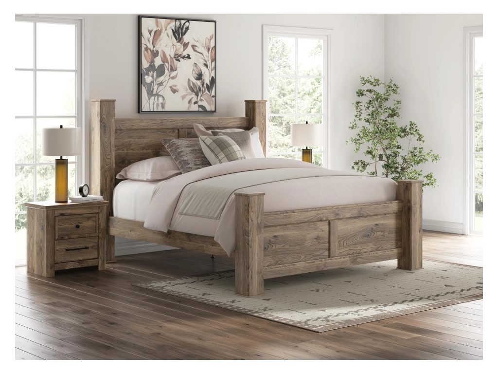 Rusticott King Poster Bed, Dresser, Mirror and Nightstand - image 26