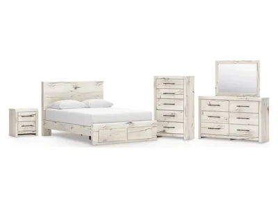 Lawroy Queen Panel Storage Bed, Dresser, Mirror, Chest and Nightstand