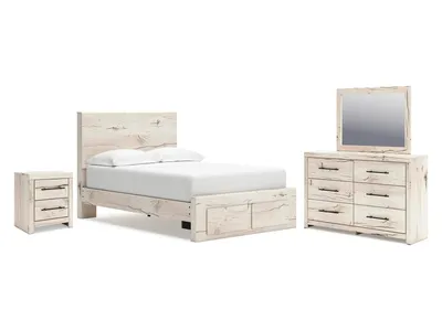 Lawroy Full Panel Storage Bed, Dresser, Mirror and Nightstand