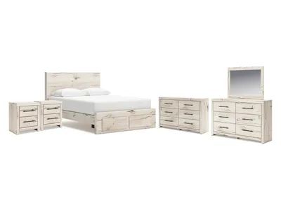 Lawroy Queen Storage Bed, 2 Dressers, Mirror and 2 Nightstands