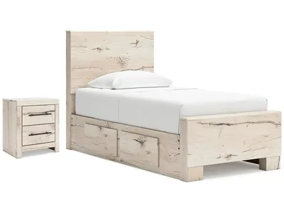Lawroy Twin Panel Bed with Storage and Nightstand