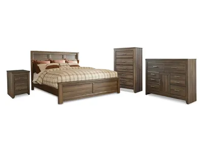 Juararo California King Panel Bed, Dresser, Chest and Nightstand