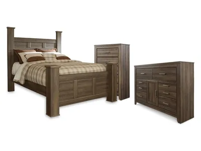 Juararo Queen Poster Bed, Dresser and Chest