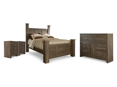Juararo Queen Poster Bed, Dresser and 2 Nightstands