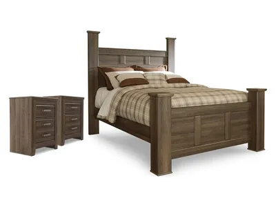 Juararo Queen Poster Bed, and 2 Nightstands