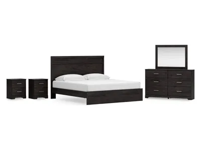 Belachime King Panel Bed, Dresser Mirror and 2 Nightstands