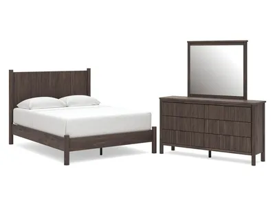 Pamytta Queen Panel Platform Bed, Dresser and Mirror
