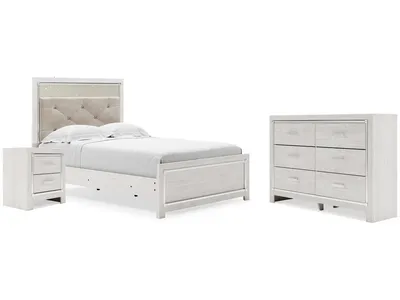 Altyra Full Upholstered Panel Bed, Dresser and Nightstand
