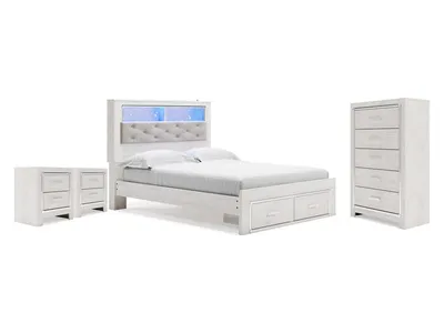 Altyra Queen Bookcase Storage Bed, Chest and 2 Nightstands