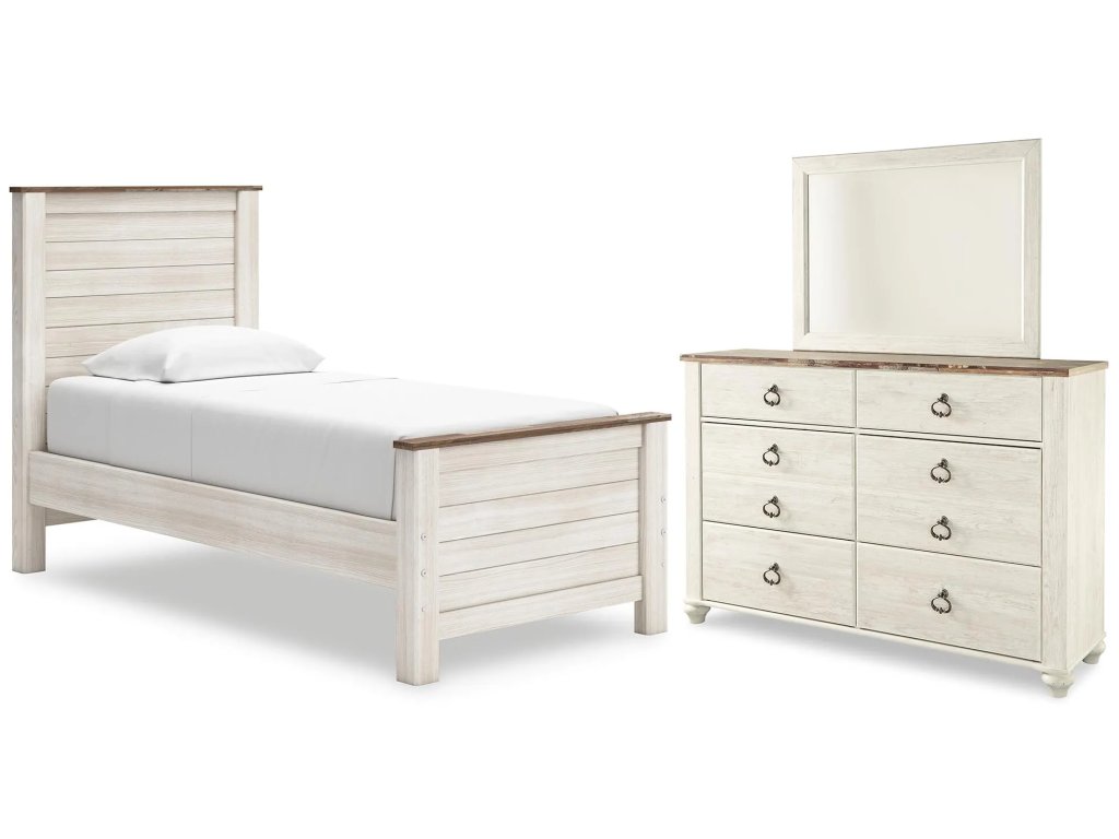 Willowton Twin Panel Bed, Dresser and Mirror - main image