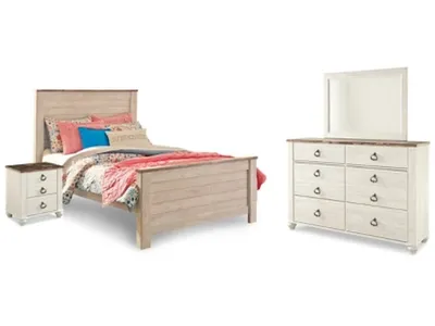 Willowton Full Panel Bed, Dresser, Mirror, Chest and Nightstand