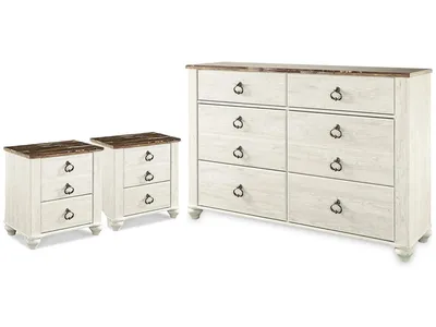 Willowton Dresser and 2 Nightstands