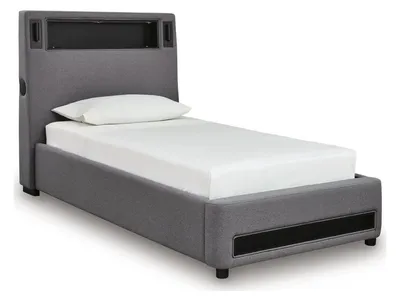 Finigale Twin Upholstered Bed with Wireless Audio