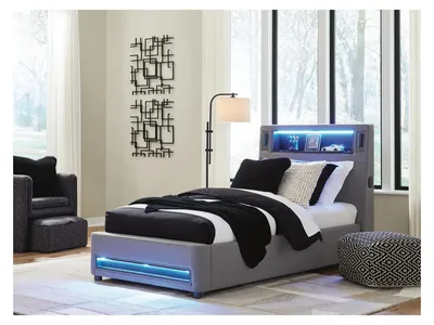 Finigale Twin Upholstered Bed with Wireless Audio - Alternative View