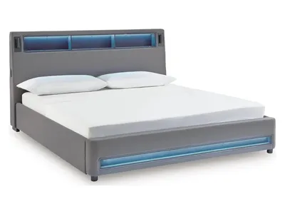 Finigale King Upholstered Bed with Wireless Audio