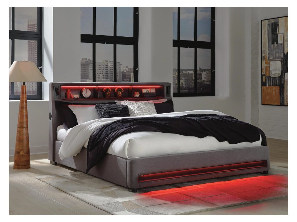Finigale King Upholstered Bed with Wireless Audio - image 9