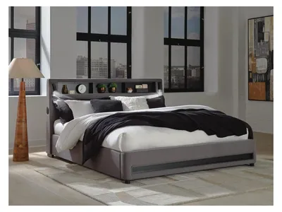 Finigale King Upholstered Bed with Wireless Audio