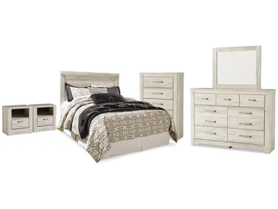 Bellaby Queen Panel Headboard, Dresser, Mirror, Chest and 2 Nightstands
