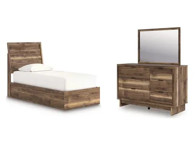 Chirason Twin Panel Platform Bed, Dresser and Mirror