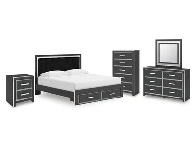 Zuraleus King Storage Bed, Dresser, Mirror, Chest and Nightstand