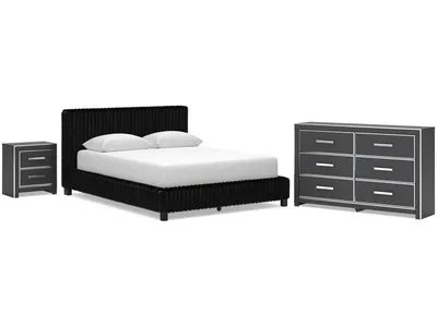 Zuraleus Queen Upholstered Bed, Dresser and Nightstand